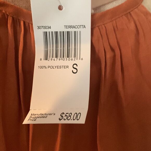 PHILOSOPHY GATHERED HALTER-NECK PEPLUM-TOP IN TERRACOTTA NWT - Picture 10 of 10